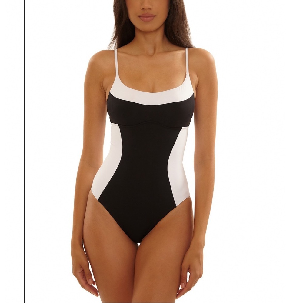 BECCA by Rebecca Virtue Sport Mode Elisabeth Corset One Piece Swimsuit Black L